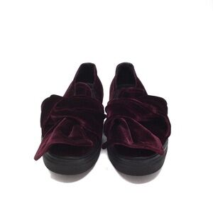 Morelli Burgundy velvet tie top loafers